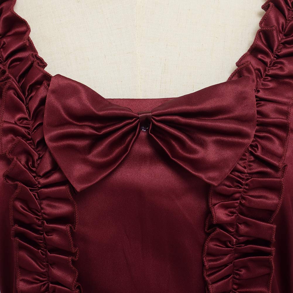GRACEART Vestido de Traje Medieval Vestido renacentista para Noche de Estilo Victoriano Gotico (L, Rojo)