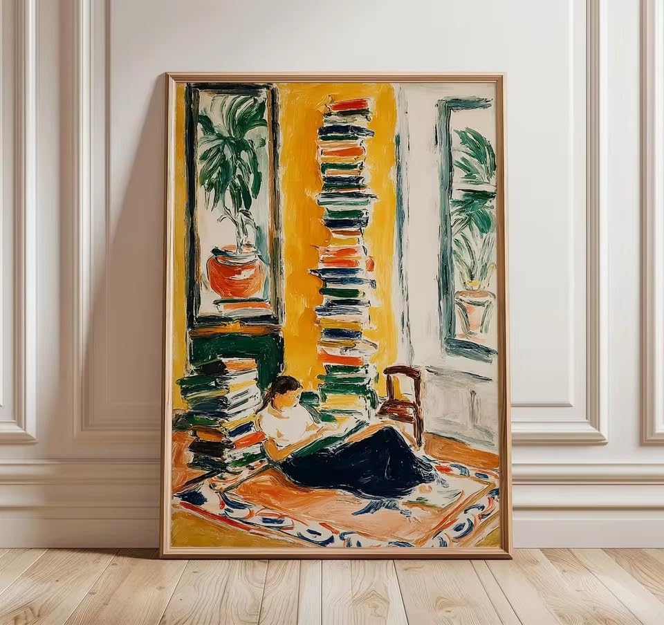 Póster de mujer leyendo junto a la ventana, arte de pared moderno 40x60cm