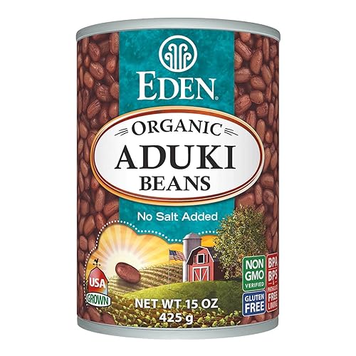 Eden Frijoles rojos orgánicos Aduki, lata de 15 onzas, (Azuki, Adzuki), vegano, sin grasa, sin sal añadida