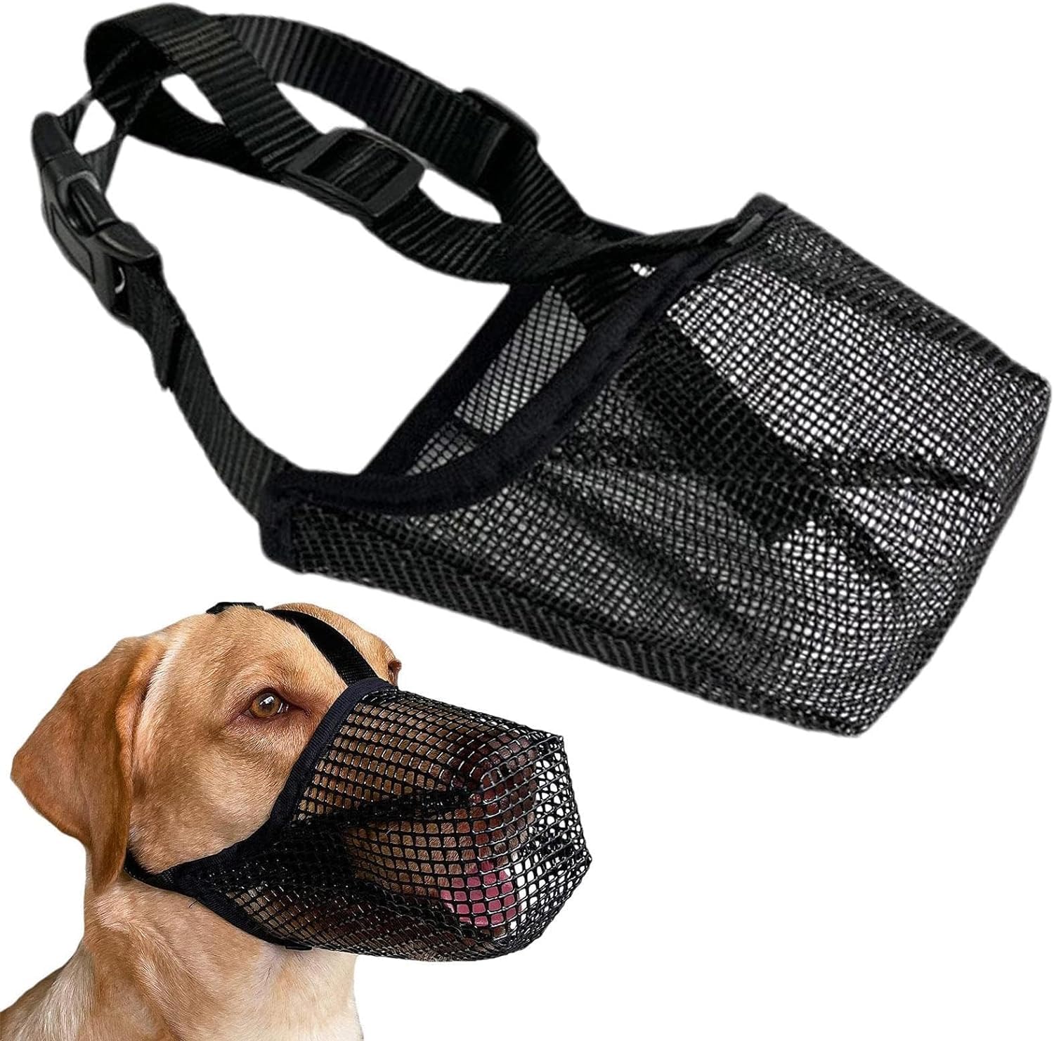 Dog Muzzle Soft Mesh Breathable Muzzle for Small Medium Large Dogs Adjustable Soft Nylon Muzzle, Prevent Eating