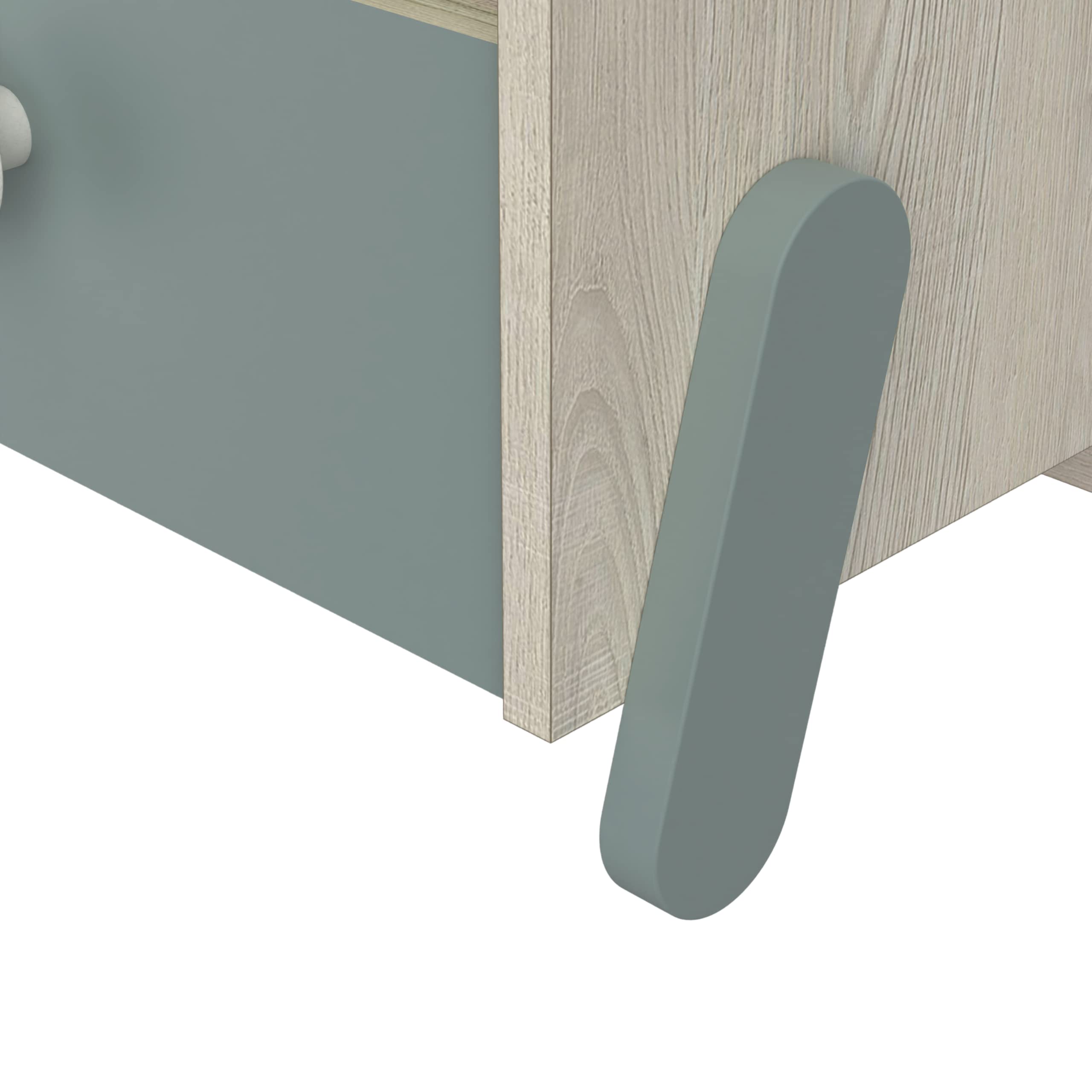 Demeyere Table de Chevet Enfant Ilian - 1 TIROIR - Chêne Topanga/Vert, 393x327x341MM