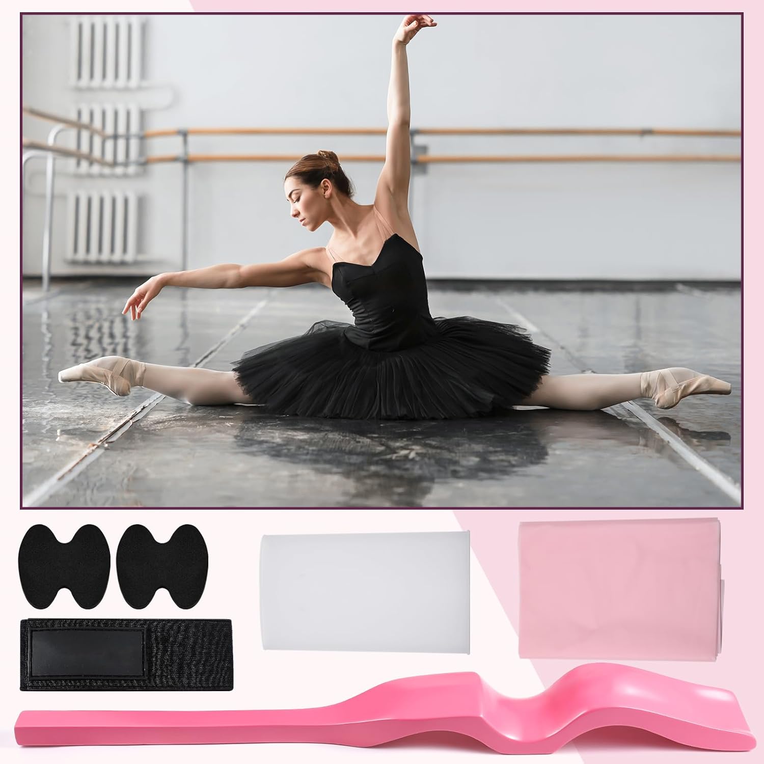 Silipull Ballet Foot Stretcher Set Dance Stretching Equipment Pine Dance Feet Arch Enhancer with Elastic Stretch Band 2 Pads Leg Strap Carry Bag for Dancers Gymnastics Yoga Flexibility Workout