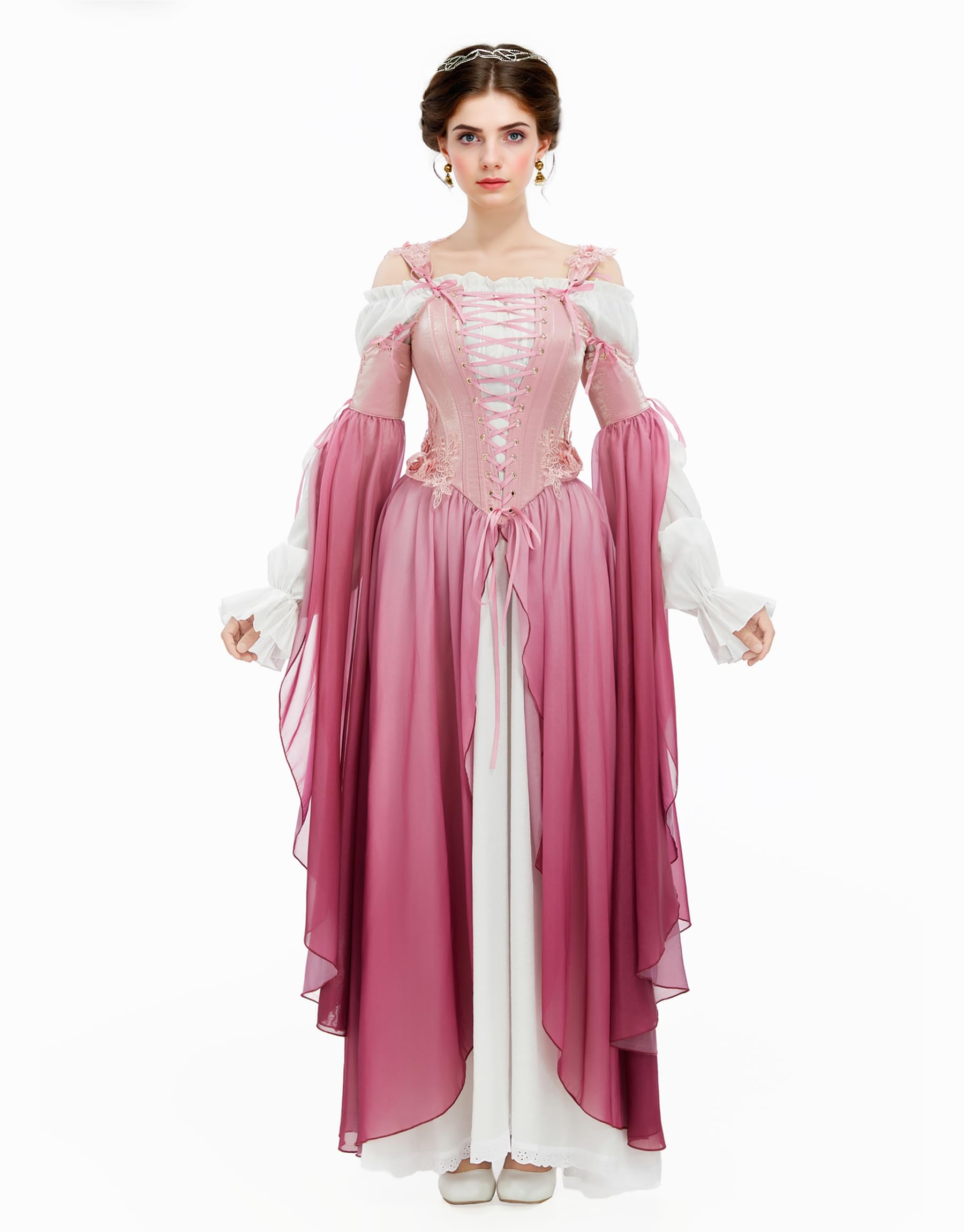 daizbella Renaissance Costume Women Ren Faire Dress Outer Garment Elf Costume for Women(Underskirt Not Included)