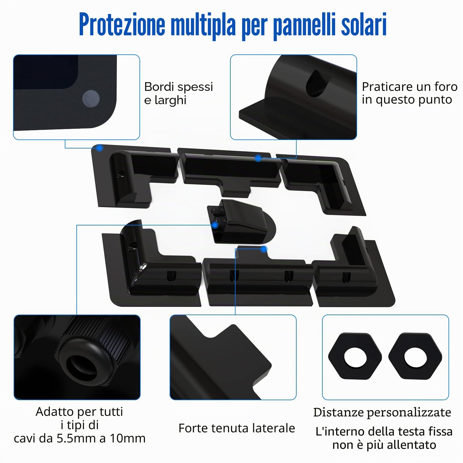 Staffe per pannello solare, Ruipoo 7 staffe di montaggio per pannello solare bianco Senza Trapano Staffe per pannello solare per camper, marine, tetto piatto, campeggio.