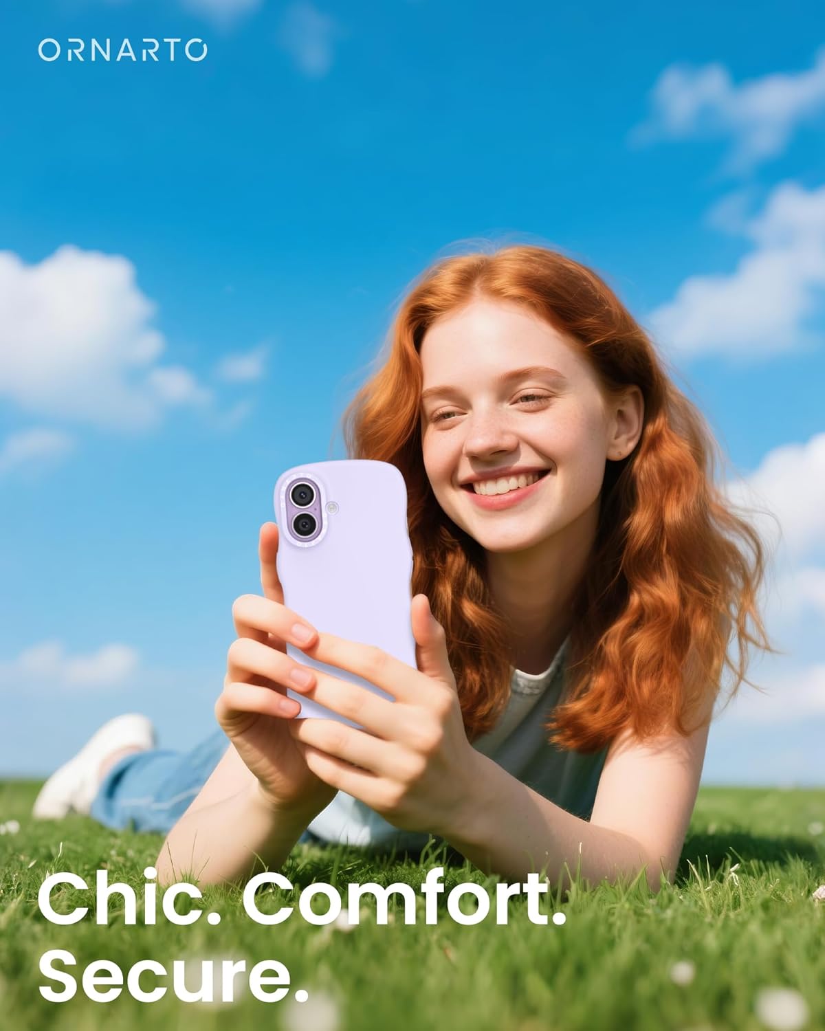 ORNARTO for iPhone 17 Wavy Case, Cute Curly Wave Edge Design, [Camera Control Button - Compatible with MagSafe], Stylish Shockproof Liquid Silicone Phone Cover, Purple