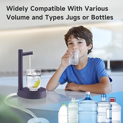 Miniatura 5 de Dispensador de agua de escritorio para botella de 5 galones, bomba de agua eléctrica portátil de escritorio con carga USB-C rápida para el hogar,