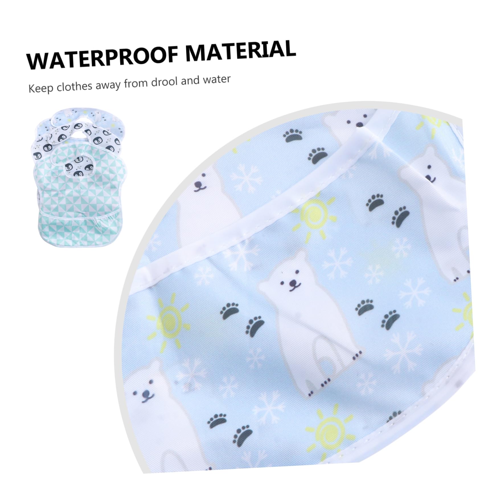 VICASKY 9piezas Baberos Impermeables De Diseño De Oso y Pingüino Toallas De Saliva Para Bebés Baberos Desmontables Alimentación Infantil