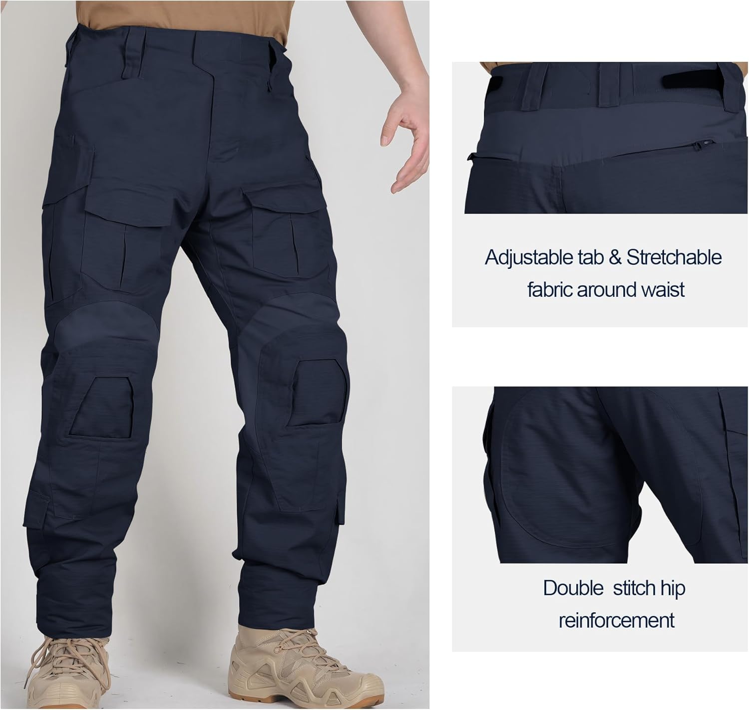 Men’s Tactical Pants with Knee Pads Waterproof G3 Combat Pants Camo Cargo Pants with 10 Pockets No Belt