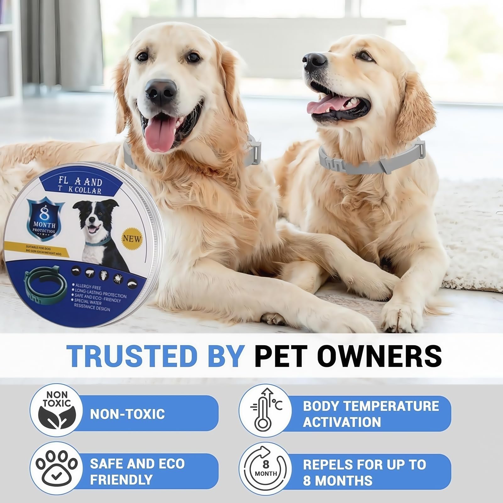 2PCS Col/lar Dog,Repellent Adjustable Dog Col/lars,Dogs Fle-a and Ti-ck Treatment,Antibarking Col/lars for Dogs,8-Month Long-Lasting Protection,Waterproof and Durable,Safety & Comfort,Quality Material - Image 4