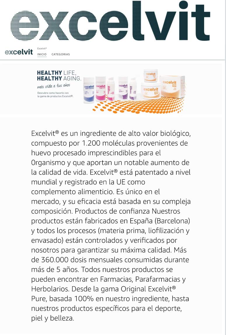 Excelvit® Pure Sabor Limón Complemento Alimenticio para Adultos - Ideal para Enjevecimiento Saludable - con 1200 Moléculas de Alto Valor Biológico - Fuente de Proteínas y Vitamina B - 150G