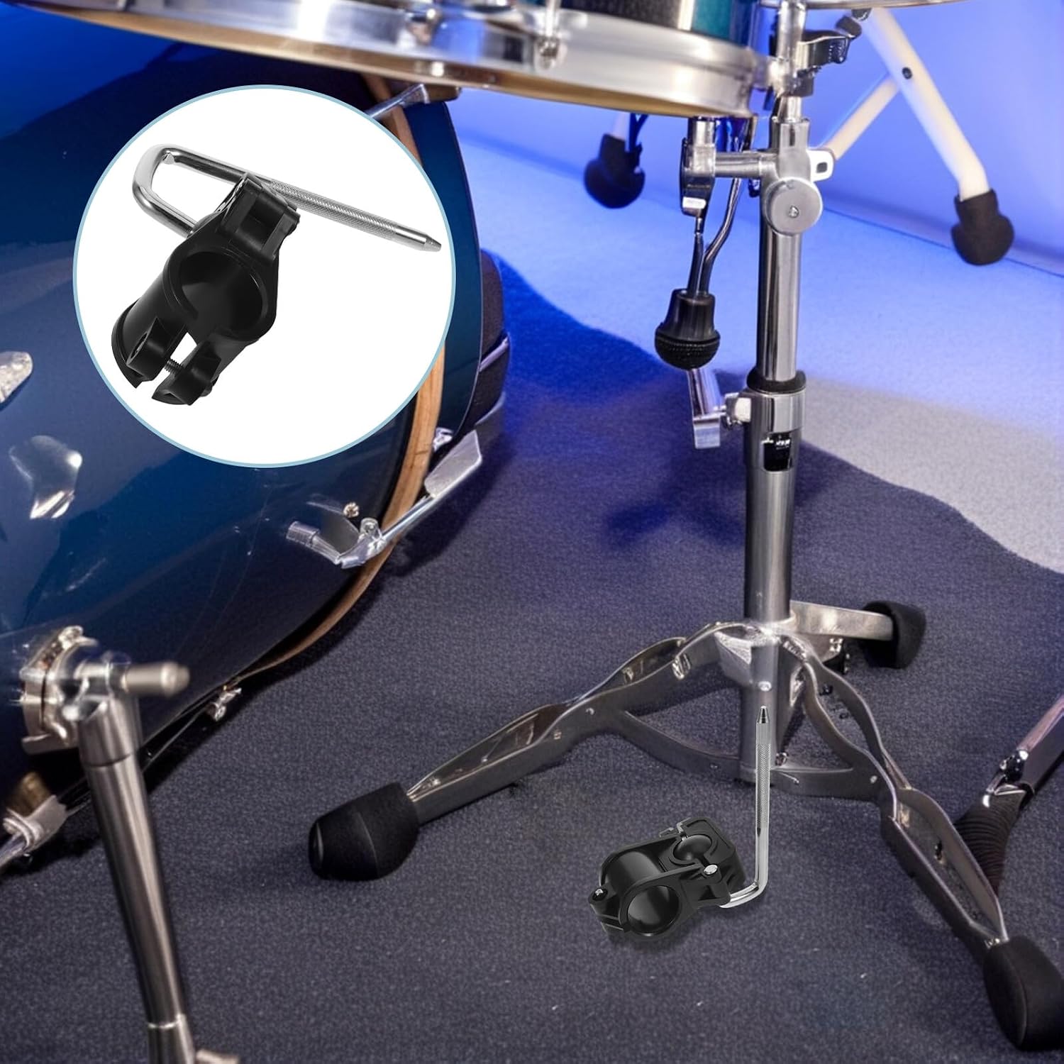Alipis Electronic Drum Rack Clamp with Adjustable U-shaped Ball Joint, L-rod Mounting Bracket for Electronic Drum Kits, Clamp on Desktop Corner Rack Stand Accessory