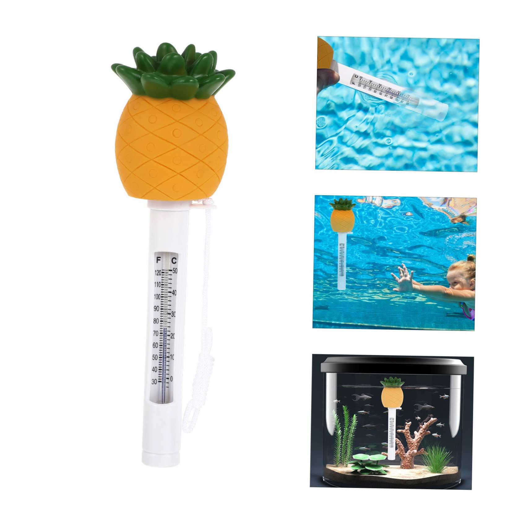 2 Stück Schwimmendes Thermometer für Pools Cartoon Pineapple Design zur Schnellen Temperaturmessung für Badewanne und Aquarien Celsius Fahrenheit Anzeige für Innen und