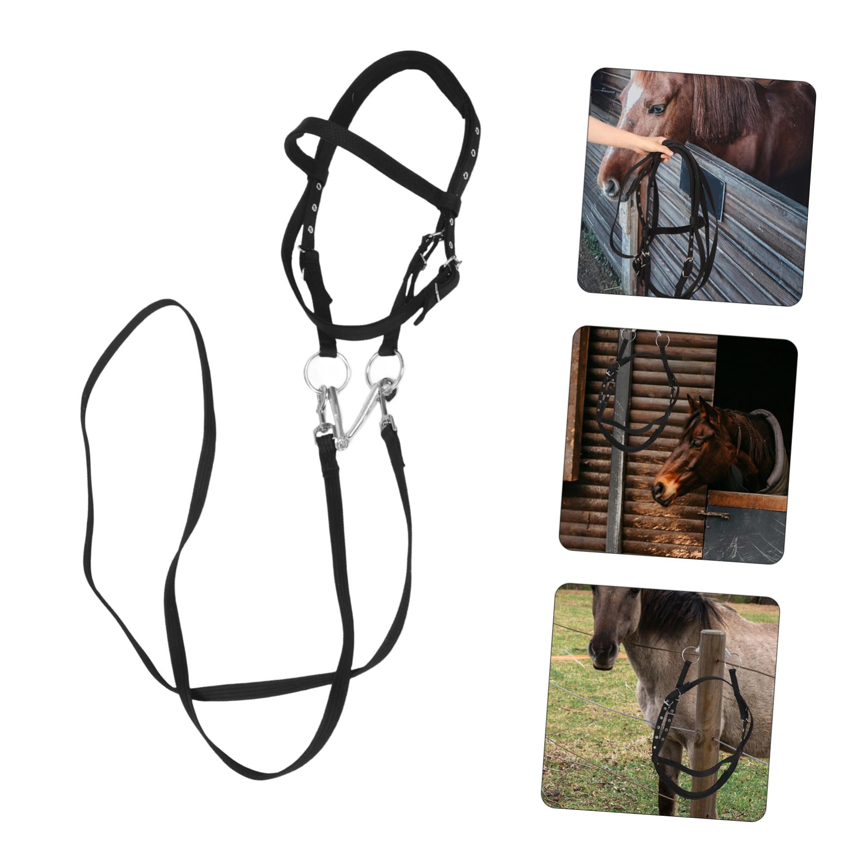 Didiseaon Redini Equestri Cavezza di Corda Cavezza da Cavallo Forniture per Stalle per Cavezza in Corda per Bovini Cavallo alla Capezza Cavezze di Corda Black Nylon
