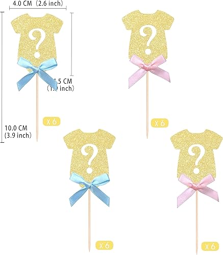 Miniatura 2 de 24 piezas de decoración de cupcakes con purpurina dorada con purpurina, para cupcakes, para niños o niñas, baby shower, decoración para tartas de