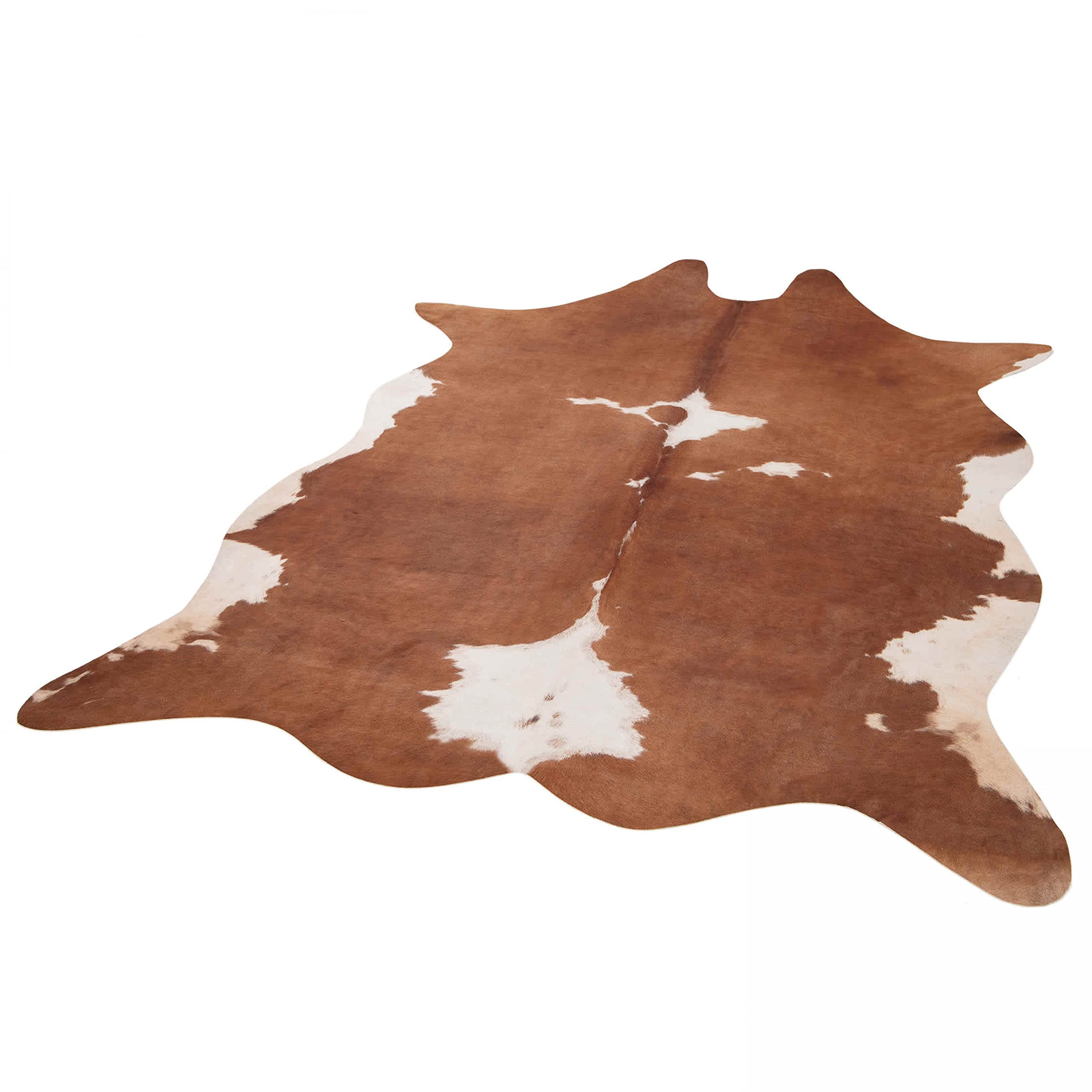 Oviala Tapis Imitation Peau de Vache 155 x 190 cm Marron