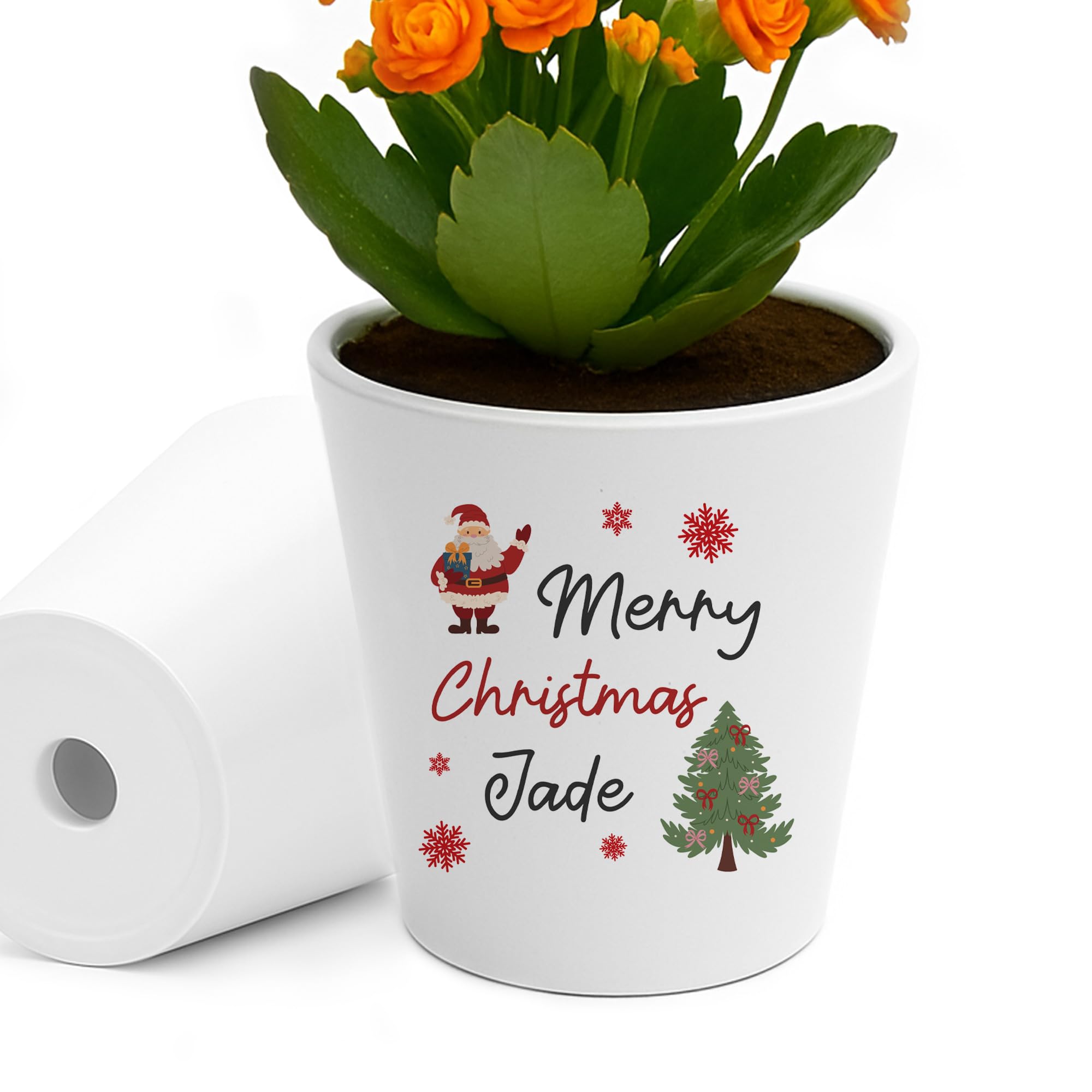 RED OCEAN Merry Christmas For Colleague Friend Personalised Plant Pot From Co Workers Secret Santa Present For Him Her Men Women Christmas Keepsake