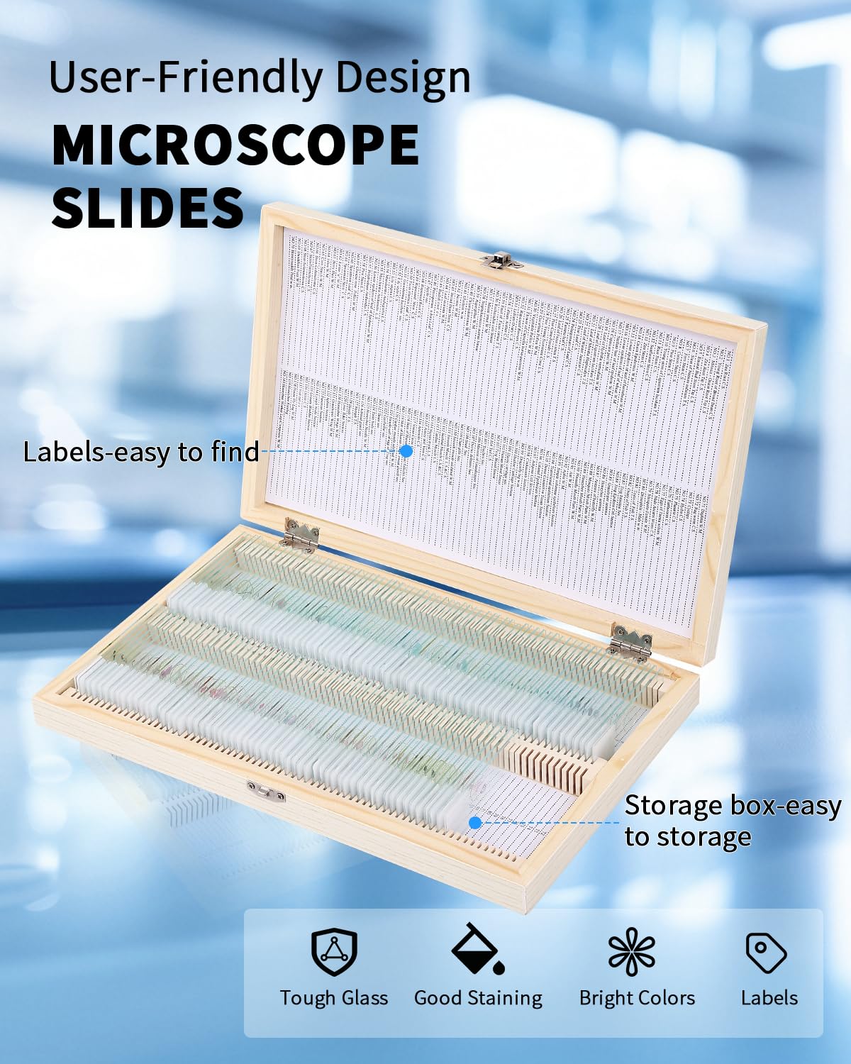 140 portaobjetos de microscopio con especímenes, portaobjetos de vidrio prefabricados con muestras, portaobjetos educativos y cubiertas de microscopio para jóvenes científicos, perfectas para clases