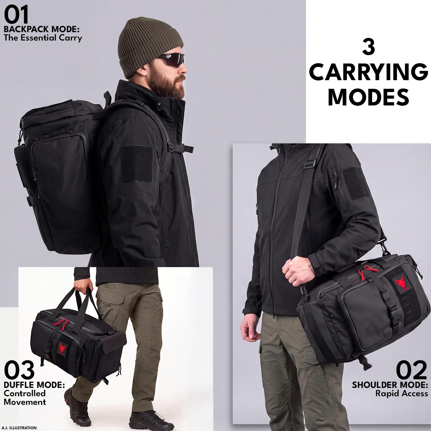 ACE Schakal Duffle Bag - Taktische, robuste Einsatz-Tasche für Outdoor-Sport