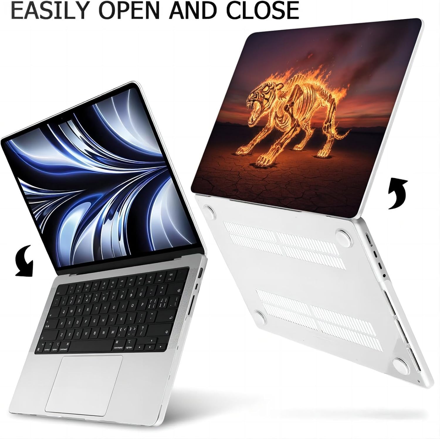 Compatible with MacBook Neo 13-inch, Hard Shell Case with Keyboard Cover and Screen Protector (A3404 A18 Pro chip, 2026 Release) - Tiger Skeleton MC22610