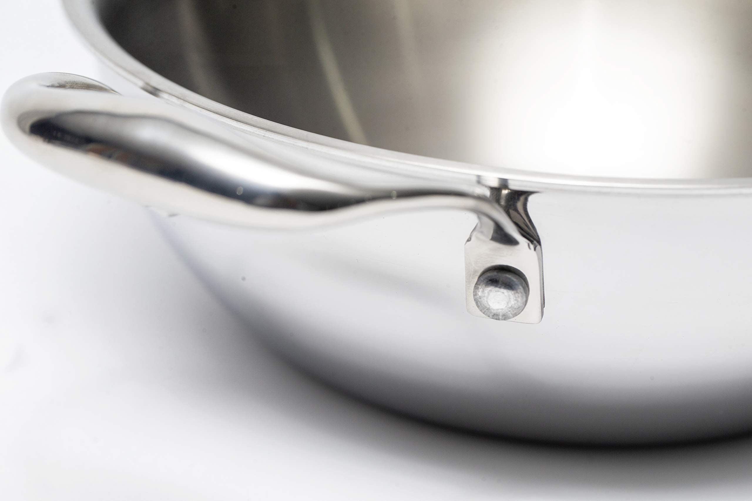 5032 Dreilagiger Wok mit Glasdeckel, 2,2 l - 22 cm, Edelstahl