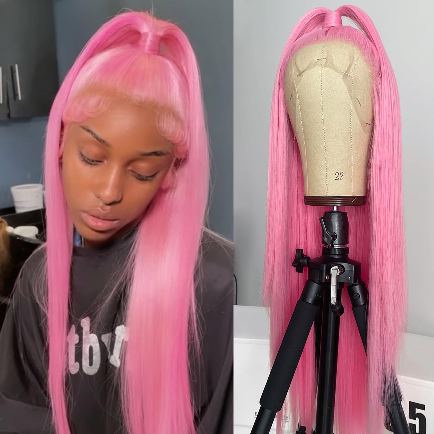 Amazon.com : WKIPYCPK Pink Lace Front Wigs Colored Long 