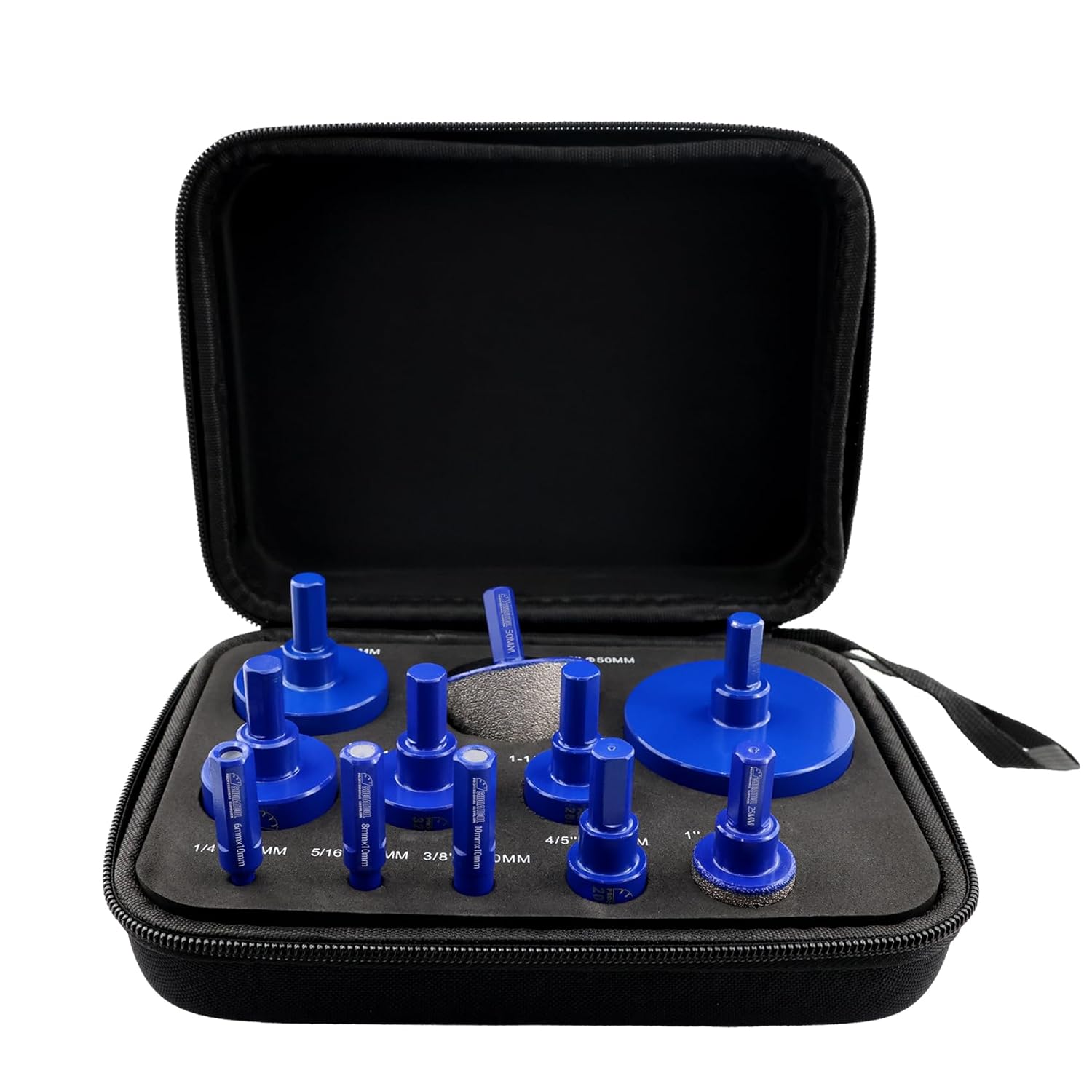 SHDIATOOL Diamond Drill Core Bits Kit Hole Saw Sets Diamond Drilling Mould Guide for Porcelain Tile Marble Ceramic Granite with Hollow EVA Guide Jig 11pcs(6/8/10/20/28/32/35/45/65/25MM/2inch)