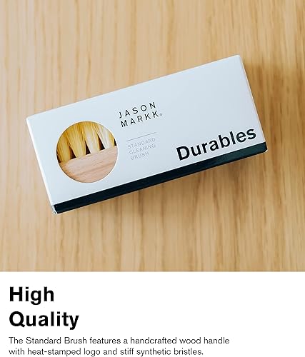 Miniatura 4 de Jason Markk Cepillo de limpieza estándar, mango de madera hecho a mano, cerdas sintéticas, resistente a las manchas difíciles y la suciedad en las