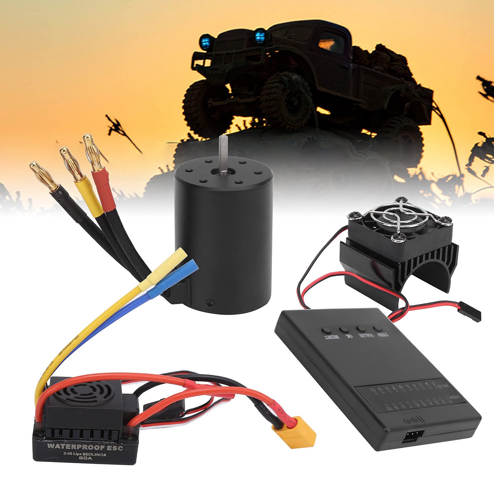 Karta programująca radiator silnika bezszczotkowego 60A ESC Combo, 3650 3600KV Karta programująca radiator silnika bezszczotkowego 60A ESC Combo do samochodu RC 1/8 1/10