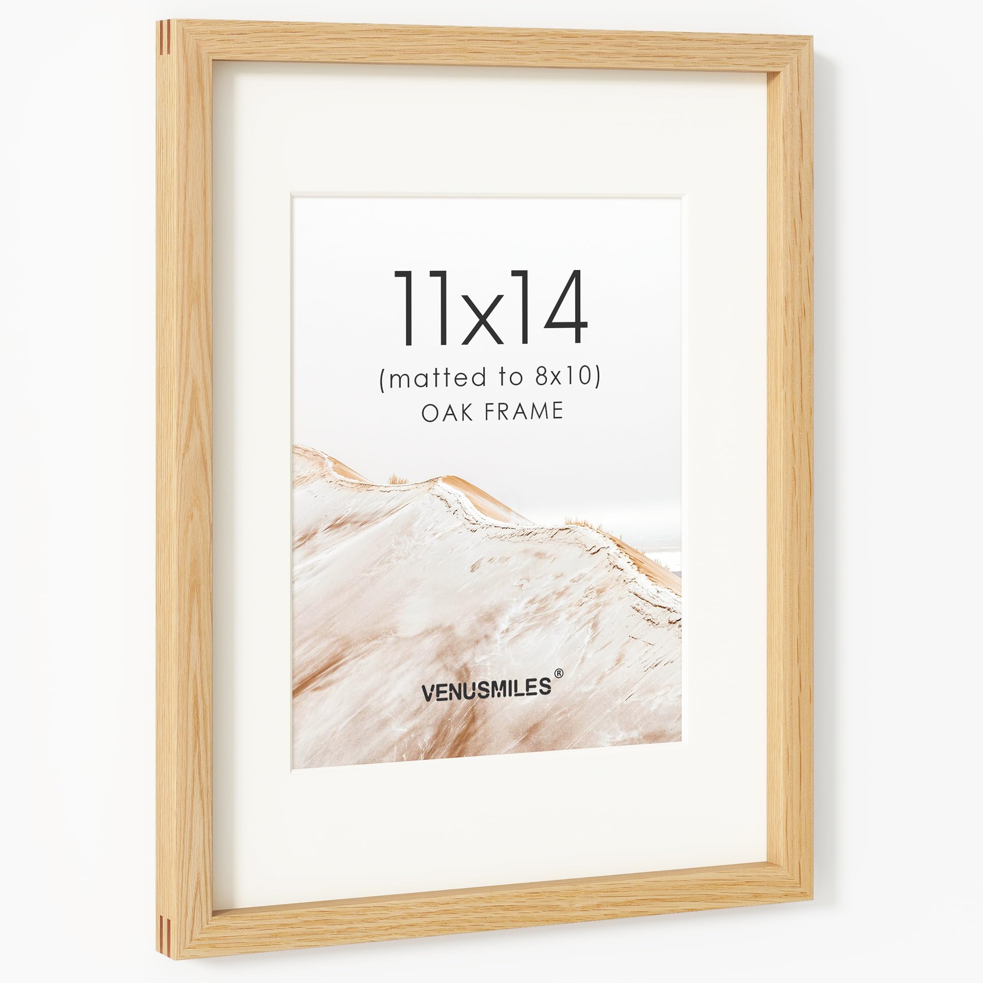 11x14 Picture Frame, USA-Sourced Natural Oak Wood Photo Collage Frame | Modern Simple 11 x 14 Wooden Frame, HD Tempered Glass, Matted to 8x10, Vertical &amp; Horizontal Wall Hanging Display