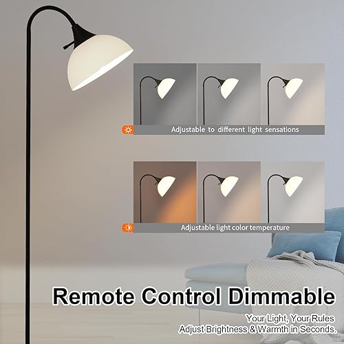 Miniatura 2 de Lámparas de pie para sala de estar con control remoto, brillo continuo ajustable y temperatura de color de 2700 K-6500 K, lámpara de pie de cuello