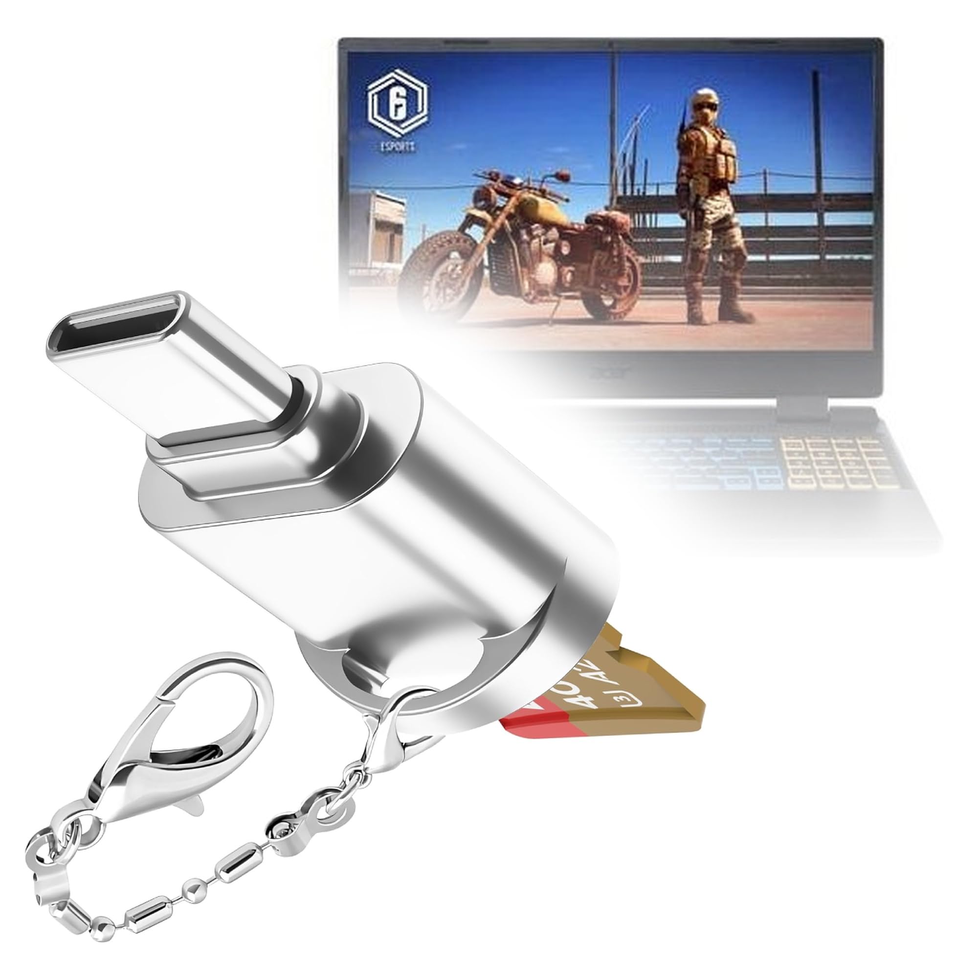BoxWave Adapter Compatible with Acer Nitro 5 (AN515-58-552Y) - Micro SD Card miniReader, USB Type-C OTG Reader USB3.0 Adapter Keychain - Metallic Silver-picture-27