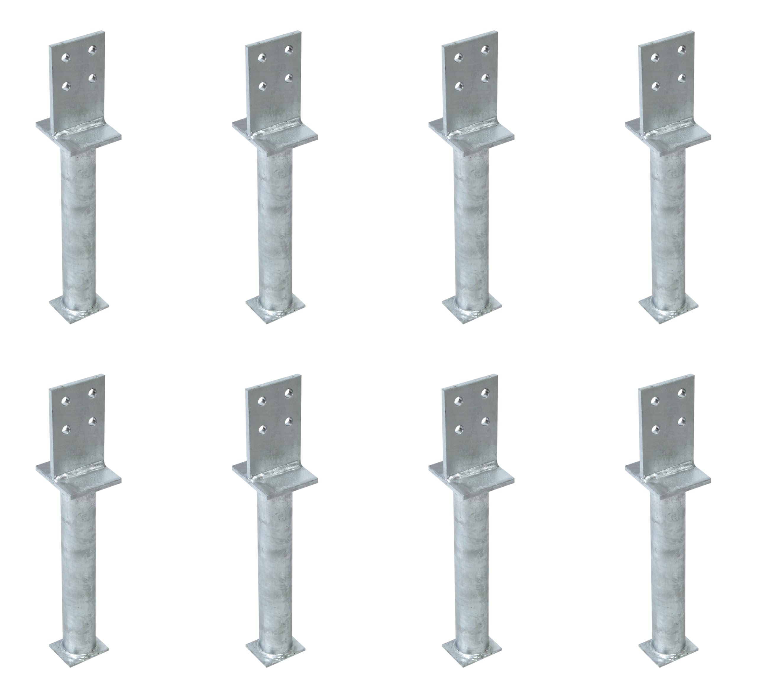 Alberts 8er Set T-Pfostenträger | zum Einbetonieren | feuerverzinkt | Steggröße 130 x 80 mm | Betonanker 300 mm