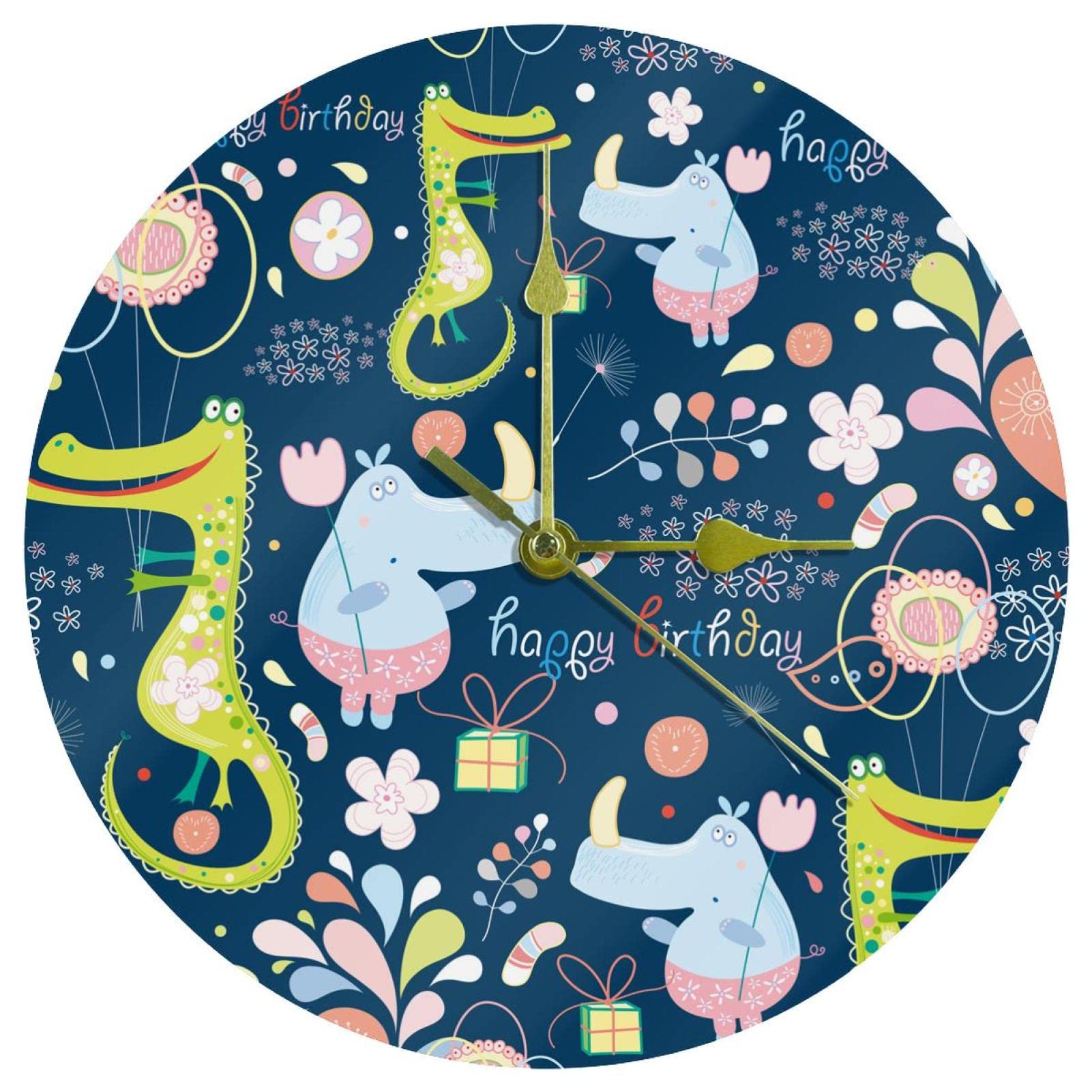 Horloge murale crocodile acrylique bleu vert 24 cm