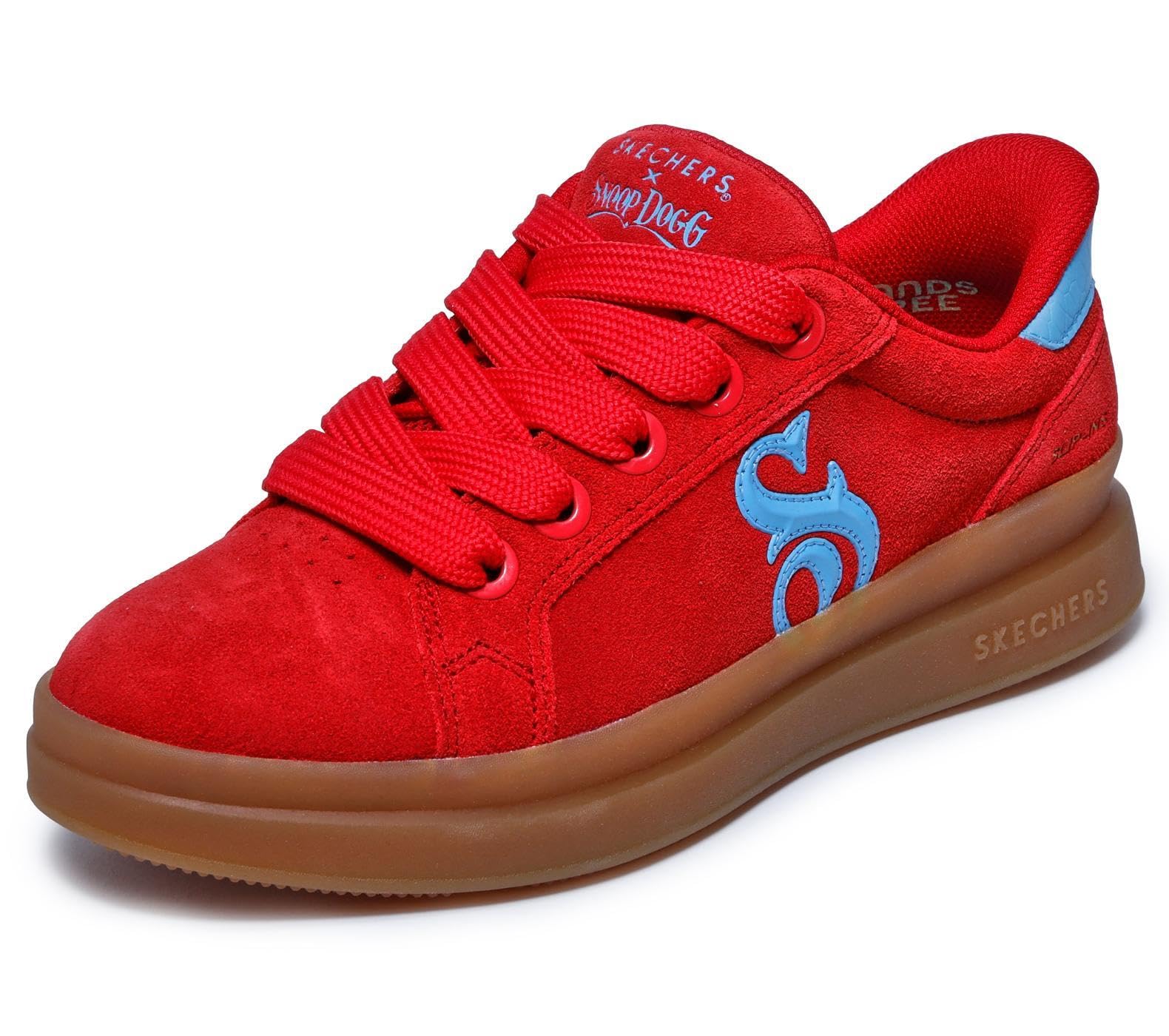 Skechers Women's Courtside Cali Girlz Trainers, Red Suede/Blue Duraleather, 6.5 UK