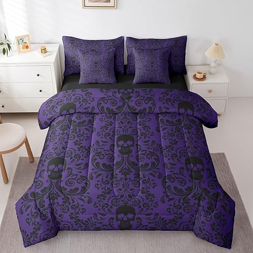 Damask Gothic Bedding Set Adults Antique Victorian Bed in a Bag Queen Comforter 