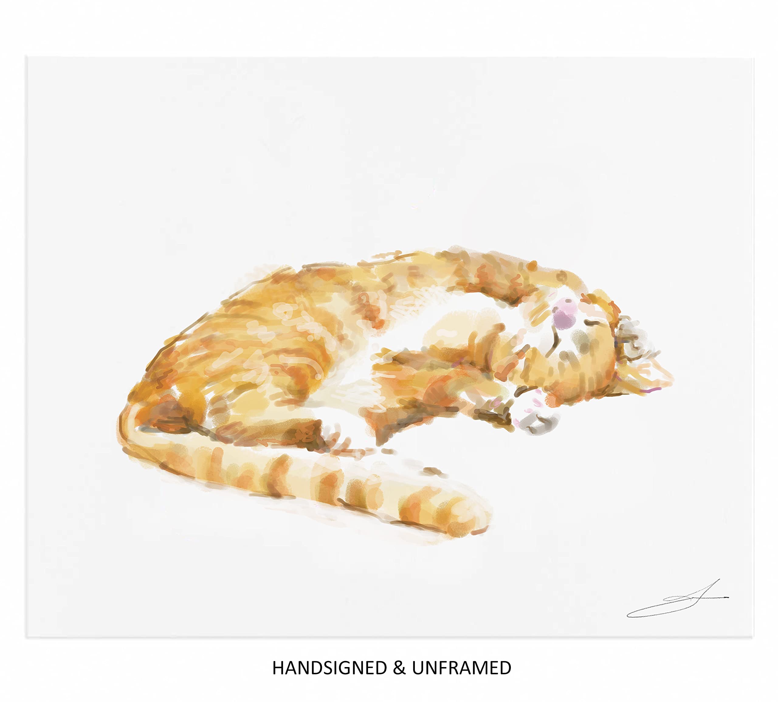 Triple Studio Orange Tabby Ginger Cat Art Print, Original