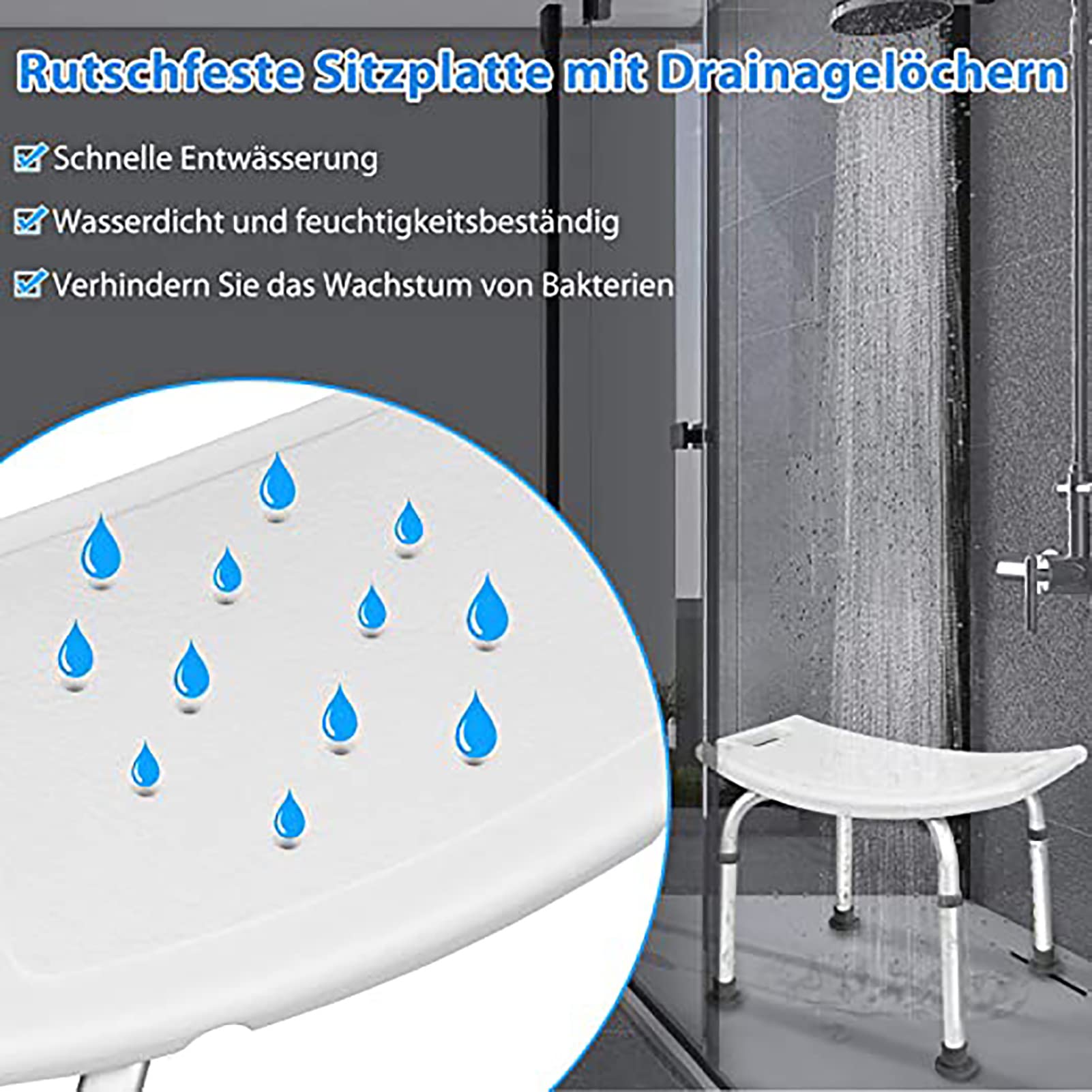 Silla de Ducha, sillas de baño Ajustables Antideslizantes con Respaldo y manijas, Taburete de Asiento Acolchado de bañera para Ancianos discapacitados para discapacitados,Rosado