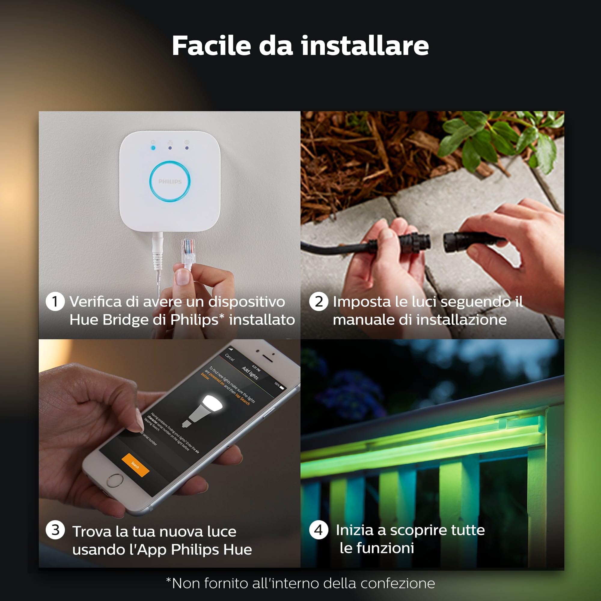 Philips Hue White And Color Ambiance Palo da Esterno LED Smart Calla, Estensione del Kit Base, LED Integrato, Luce Bianca o Colorata, 8 W, Nero, Piccolo