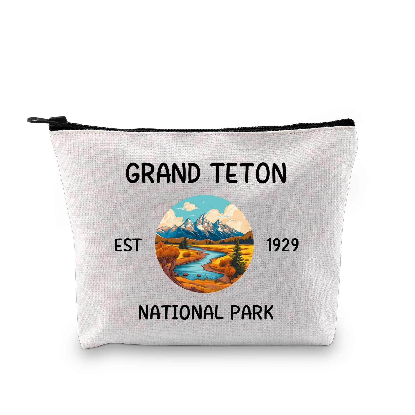 JXGZSOGrand Teton National Park Cosmetic Bag National Park Gift Mount Rainier Travel Makeup Bag Camping Gift Mountain Lover Gift Adventure Pouch