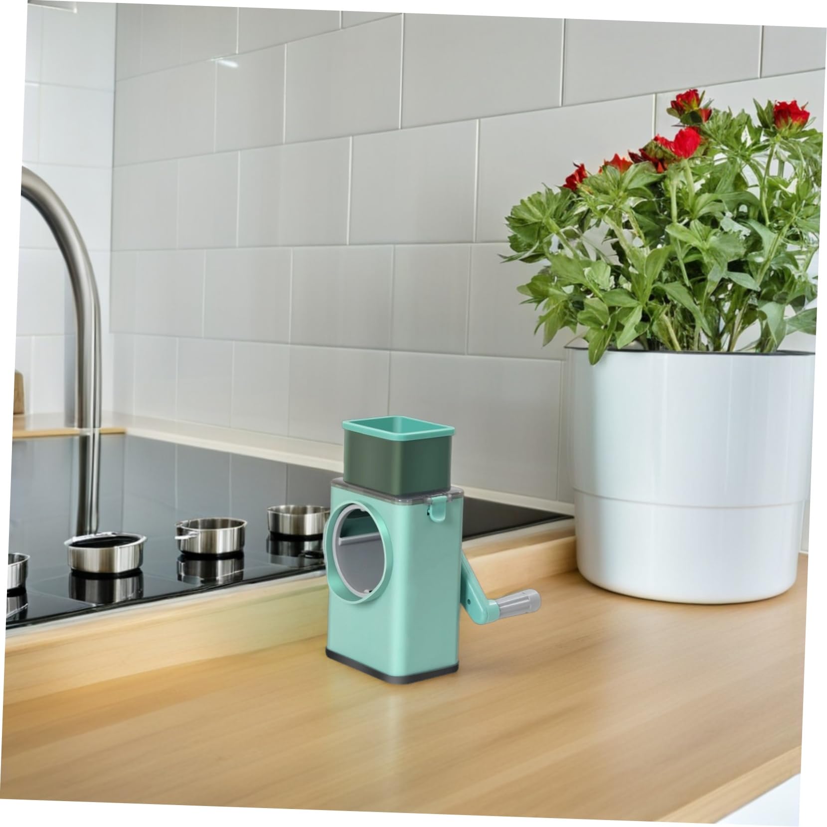 Râpe à Manivelle Multifonctionnelle Outil de Coupe-légumes Plastique pour Émincer Trancher Râper la Cuisine Voyage