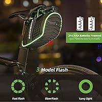 Vista 3 de ROCKBROS Bike Seat Bag with LED Light, Waterproof 3D Shell Bicycle Saddle Bag with Rain Cover for Road & Mountain Bikes