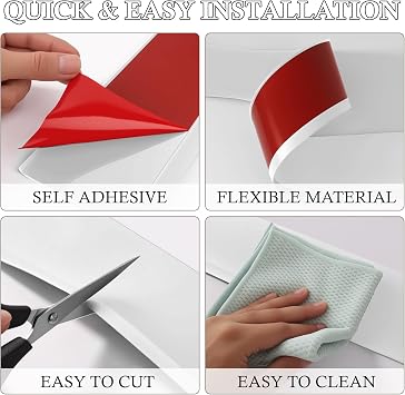 Flexible Baseboard Molding Trim 4 x 50 ft, Self-Adhesive Vinyl Wall Base Cove Base, Peel and Stick Rubber Wall Base Molding Trim - White