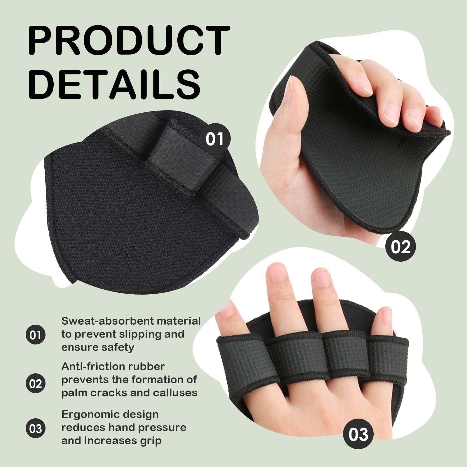 Grips D’Entraînement Antidérapants – Protection Mains, Prise Ferme – Pour Tractions, Muscu, Callisthénie