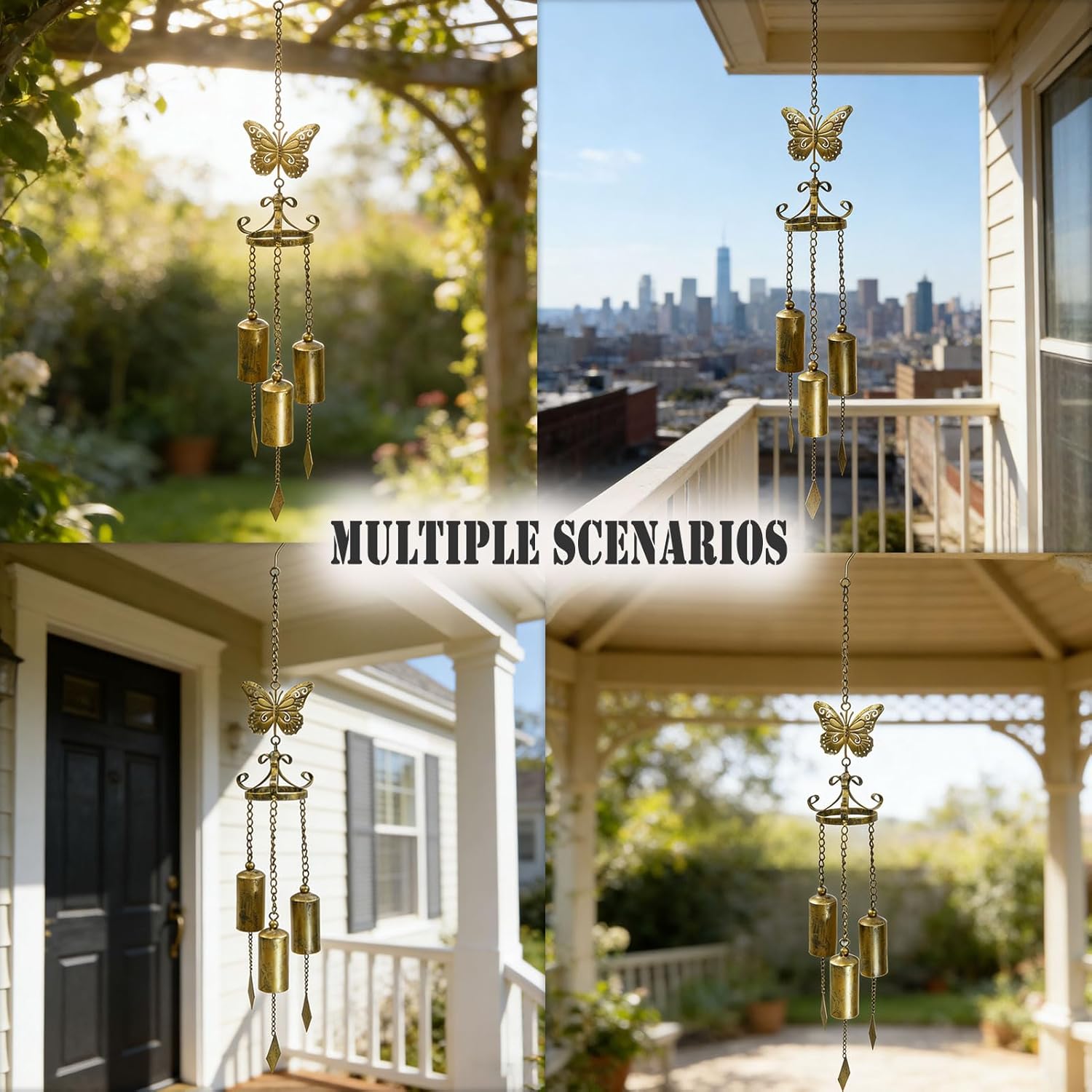 Outdoor Wind Chimes, Butterfly Wind Chimes, cast Iron Craft. for Terrace Garden Decoration, Home Gifts.