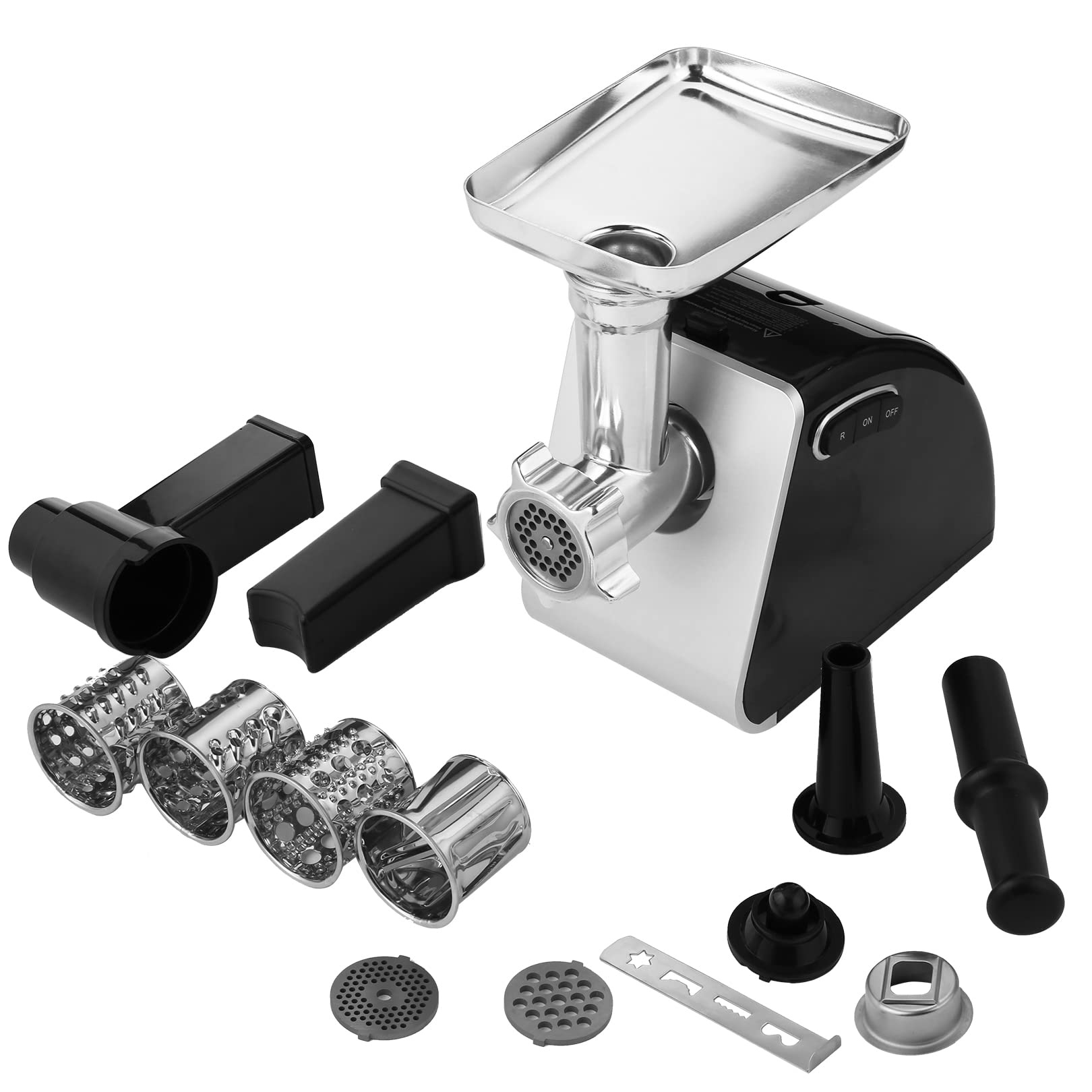 COOCHEER Hachoir à Viande Électrique 2000W 5 en 1 avec Coupe-légumes | Hachoir multifonction avec 3 grilles, 4 lames, accessoires pour kebbé et biscuits. Idéal pour la viande et les légumes