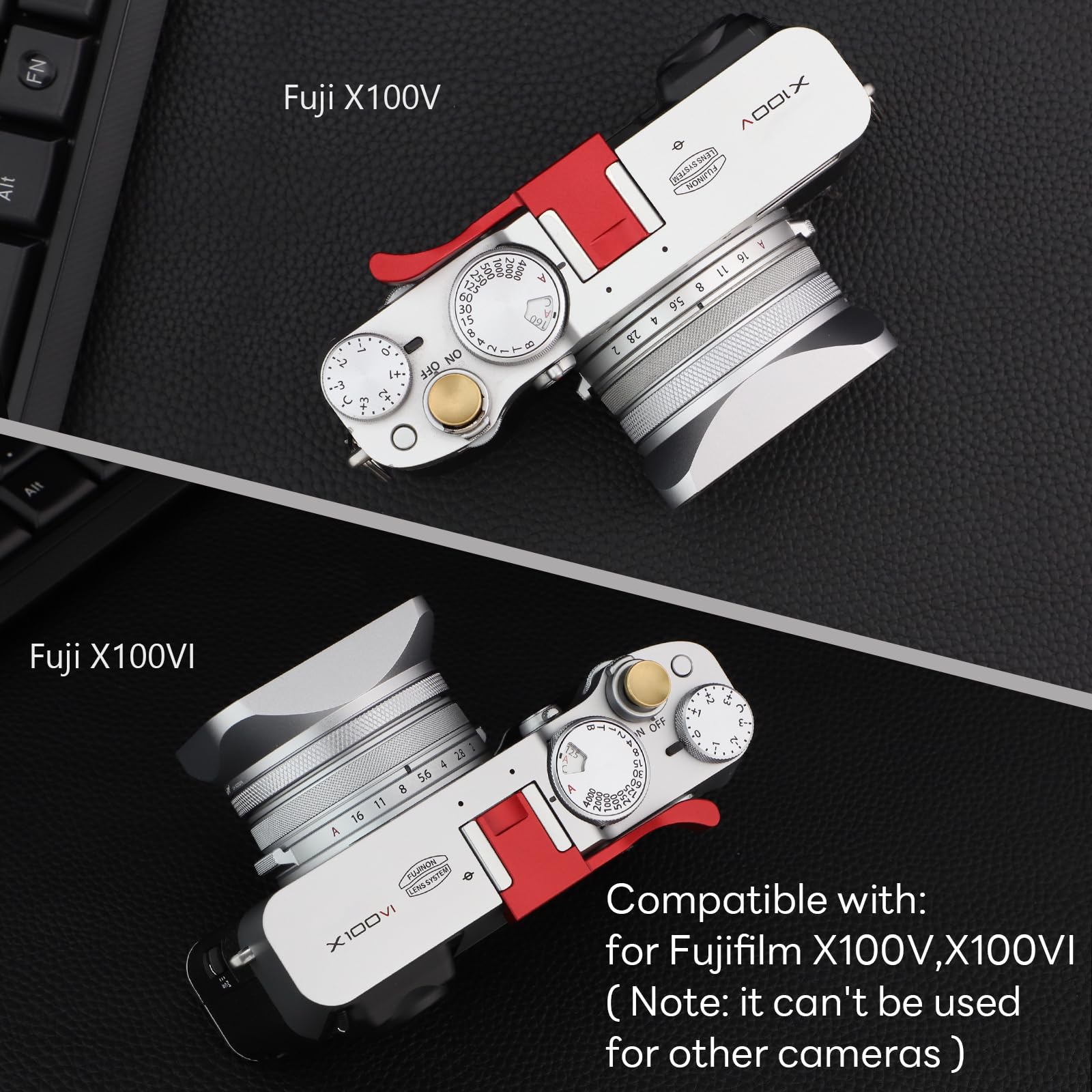 Haoge THB-X2R Repose-pouce Métal Rouge Fujifilm X100VI / X100V – Grip Ergonomique Griffe