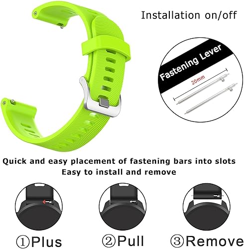 Miniatura 5 de TTYUHU - Correa de reloj de silicona para Garmin Forerunner 245 245M 645 Music 0.787 in, correa de reloj de goma compatible con Vivoactive 3 HR Venu