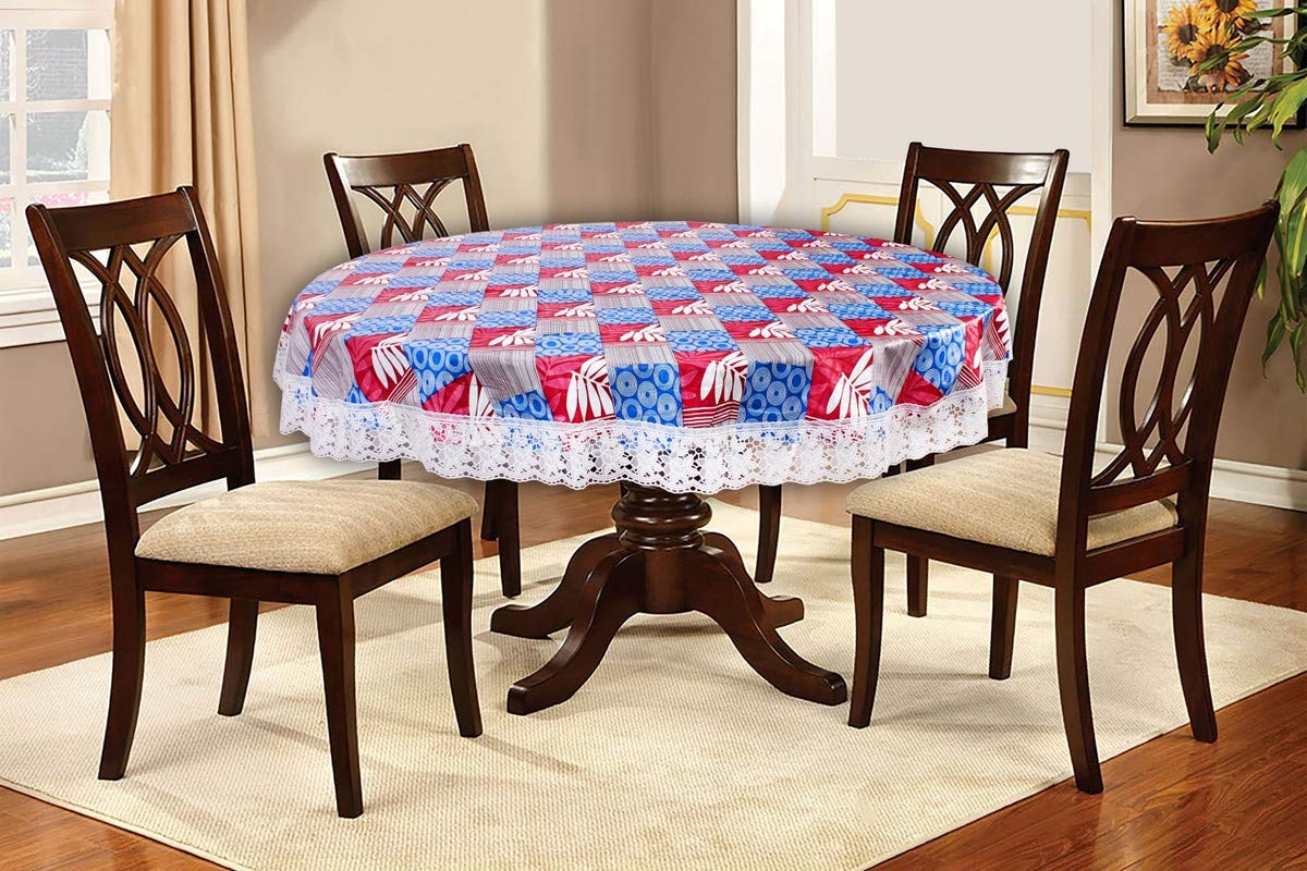 the furnishing tree round shaped wxl 60x60 inch 6 seater table cover surface pattern grey, waterproof pvc