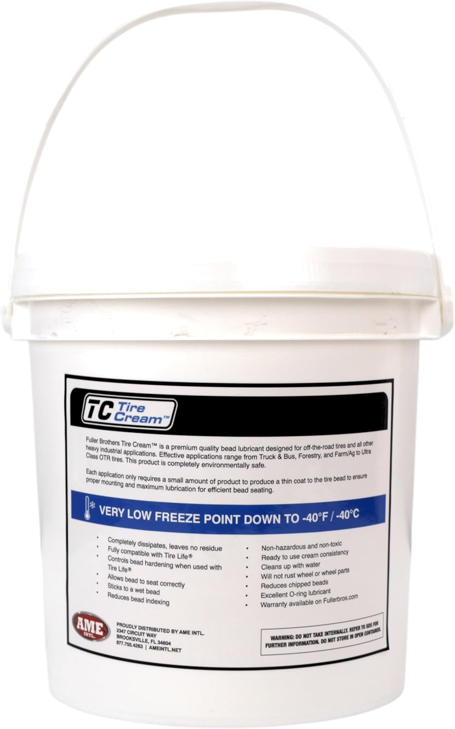 Fuller Bros. Tire Cream – Premium-Quality Tire Bead Lubricant, Cream Consistency, Non-Toxic & Water-Washable – Ideal for Off-The-Road, Truck, Forestry, Farm & Ultra-Class Tires - 6 lb Pail