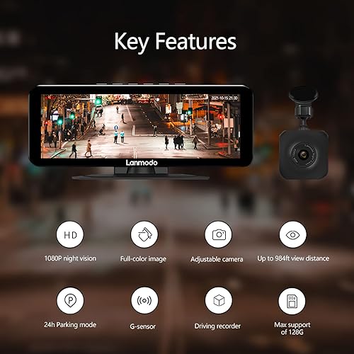 Miniatura 2 de LANMODO Amplio sistema de visión nocturna M1, cámara frontal separada, visión nocturna súper a todo color de 984 pies, cámara de tablero FHD con